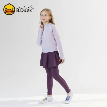 B.Duck Girls' Long-Sleeve & Long-Pants Swimsuit Set – UV Protection Professional Swimwear for Teens (New Design)