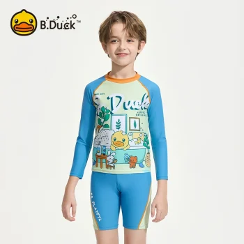 B.Duck Boys' Long Sleeve Swimwear Set – Hot Spring & Training UV Protection Outfit (New 2025 Collection)‌