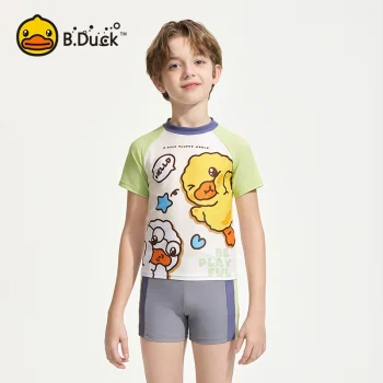 B.Duck Boys' 2-Piece Swimwear Set - Chlorine Resistant & Quick Dry for Swim Training