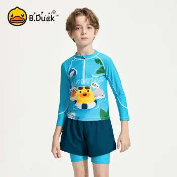 B.Duck Boys' Swimwear Set - Long Sleeve UV Protection for Pool Training