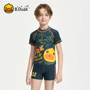 B.Duck 2025 Boys' Swimwear Set - Split Quick-Dry Swim Shorts with Sun Protection for Toddlers (Ages 3-8)