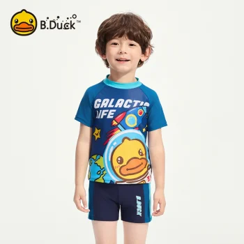 B.Duck 2025 Boys' Training Swim Set - Cute Split Swimwear for Junior Swim Team (Ages 8-18)