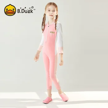 B.Duck Children's Swimsuit for Baby Girls - Stylish Long Sleeve & Pants Sun Protection One-Piece Professional New Training Swimwear