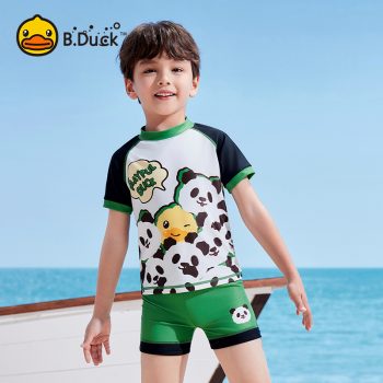 B.Duck Boys' Swimwear Set - Quick Dry UV Protection for Kids Training