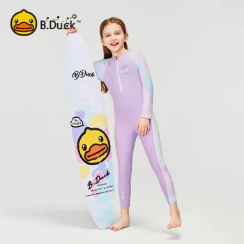 Girls' Long-Sleeve & Long-Pants One-Piece Swimsuit - UV Protection Conservative Swimwear for Big Kids (2025 Summer New Style)