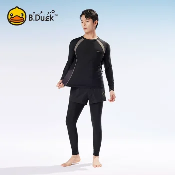 B.Duck Men's & Boys' 2025 Swimwear Set: Split Style Rash Guard & Swim Trunks for Beach & Pool