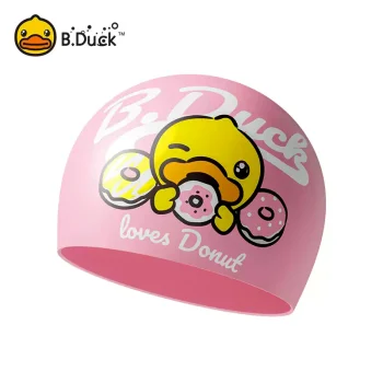 B.Duck Kids' Silicone Swimming Cap (Waterproof, Ear-Protecting, Non-Slip Design)