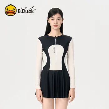 B.Duck Women's Modest Swimwear 2025 - Plus Size One Piece with Long Sleeve UV Protection & Tummy Control