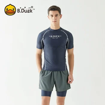 B.Duck Men's Quick-Dry Swimwear Set 2025: Anti-Embarrassment Two-Piece Swim Trunks with Professional Gear
