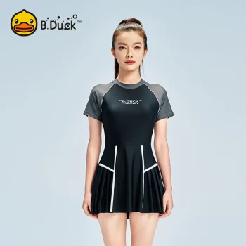 B.Duck Women's Slimming Swim Dress 2025‌ Tummy-Control One Piece with Skirt | Plus Size Modest Beachwear for Vacation