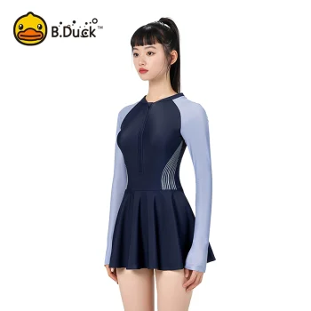B.Duck 2025 Swimwear for Women - Modest Long Sleeve One Piece Swimsuit with Skirt