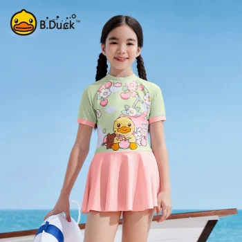 2025 New B.Duck Swim Dress for Girls | Sun Protection One-Piece with Flared Skirt (Ages 2-12)