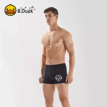 B.Duck Men's Double-Layer Swim Trunks 2025: Anti-Embarrassment Quick-Dry Shorts for Beach & Vacation