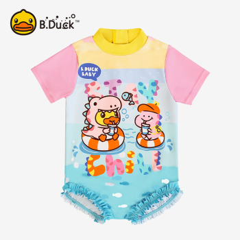 B.Duck Girls' Swimsuit for Infants & Toddlers (1-2 Years Old) – Cute Baby Bathing & Swimming Outfit for Little Girls‌