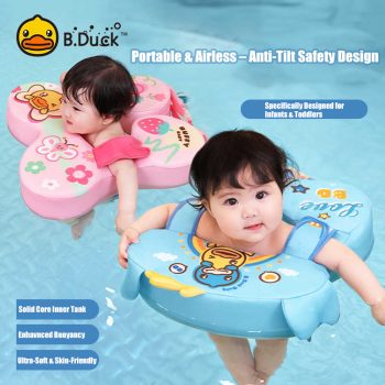 B.Duck Baby Swimming Ring (Ages 3M-3Y) - Inflatable-Free, Anti-Tipping Armband Float