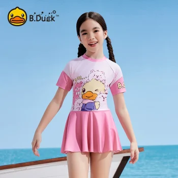 ‌B.Duck Girls' Swimsuit with Skirt - Pink Princess Style One-Piece (2025 New Collection)‌