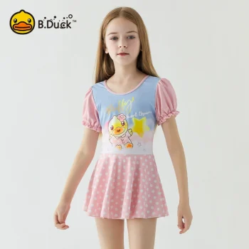 ‌B.Duck 2025 Princess Swimwear for Girls - Sun Protective One-Piece Swim Dress with Skirt‌