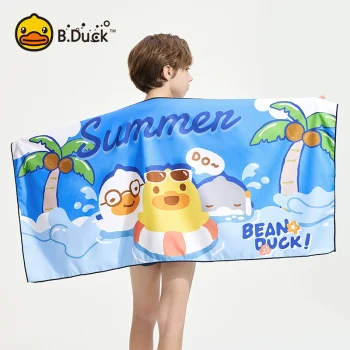 B.Duck Kids' Quick-Dry Hooded Towel 2025: Ultra-Absorbent Beach & Swim Wrap with Thermal Protection